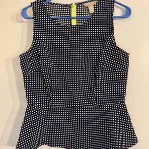 Banana Republic Navy Polka Dot Peplum Blouse size 6P